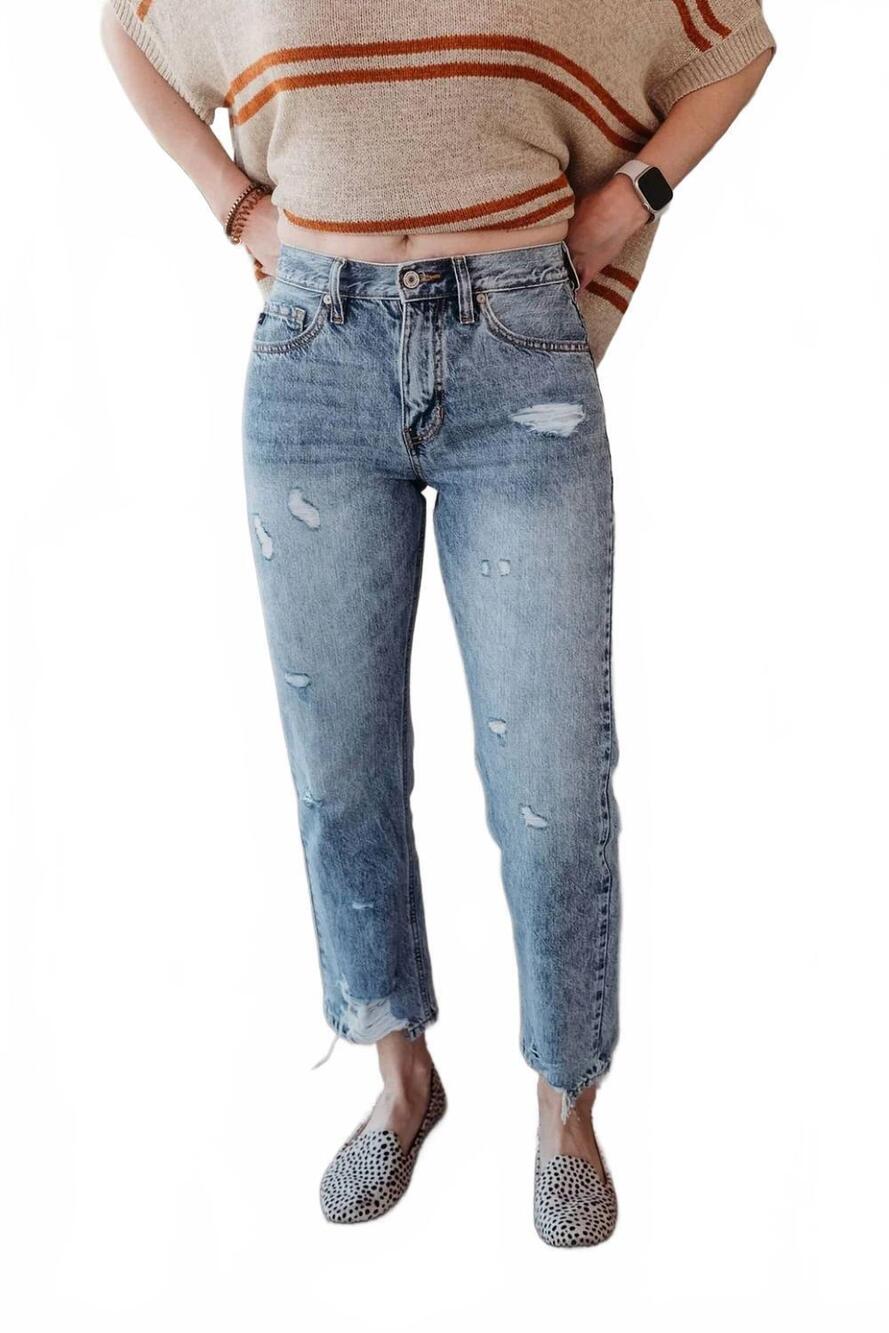 NEW KANCAN francine straight leg jeans in blue